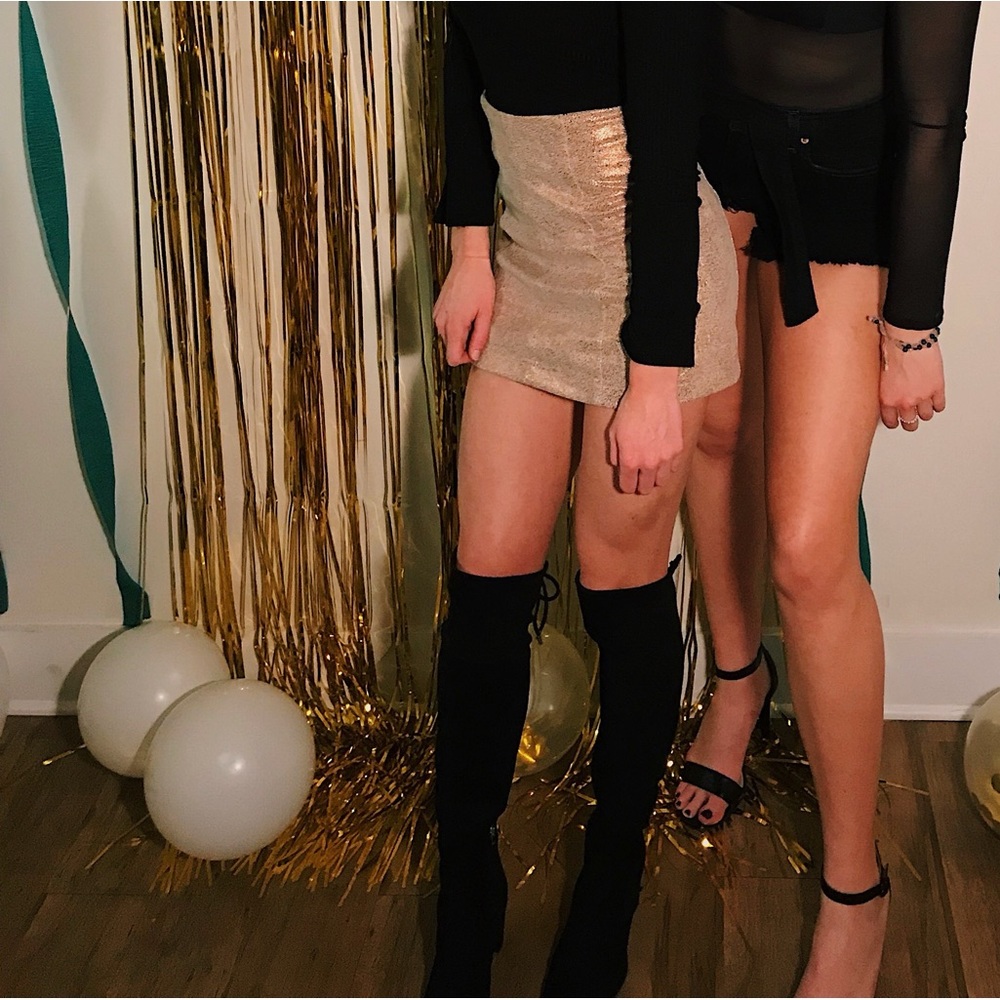 Free People Gold Sparkly Mini Skirt